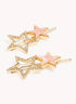 Marbelized Sparkle Star Duo Clip - Colors: Pink Pearlescence & Mother of Pearl White